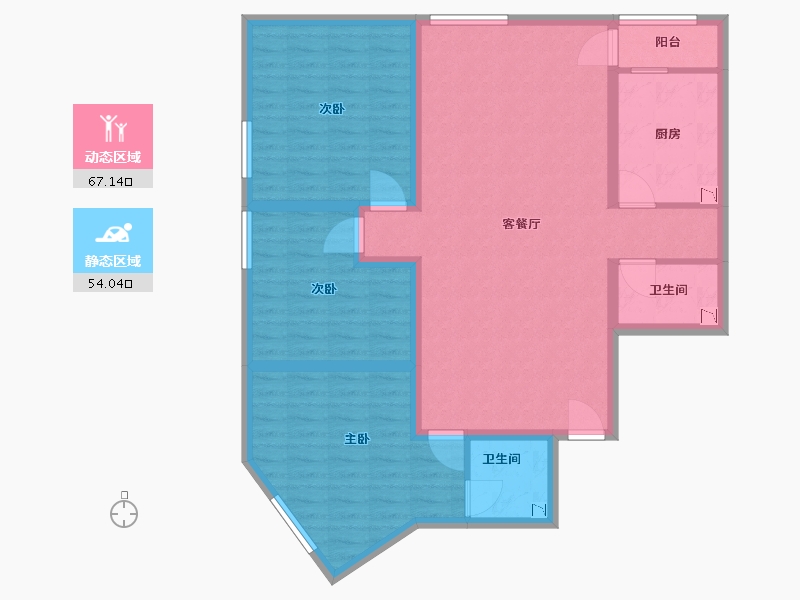 河南省-郑州市-星光汇136m²-108.80-户型库-动静分区