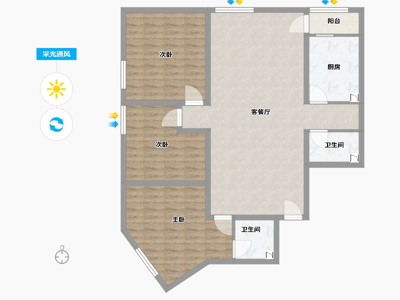 河南省-郑州市-星光汇136m²-108.80-户型库-采光通风