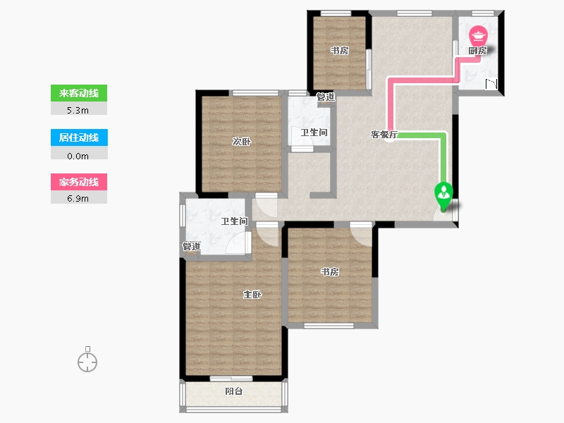 河南省-郑州市-鑫苑德润珺园147m²-117.61-户型库-动静线