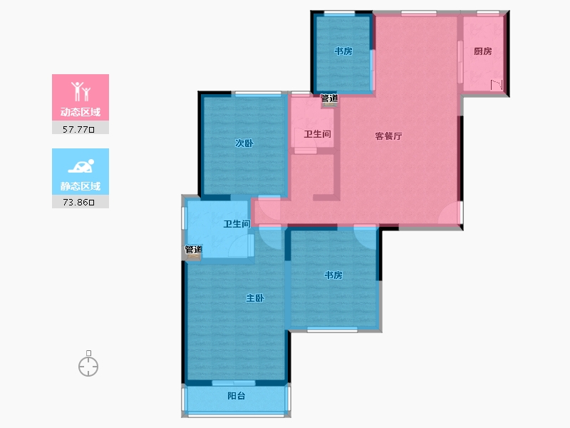 河南省-郑州市-鑫苑德润珺园147m²-117.61-户型库-动静分区