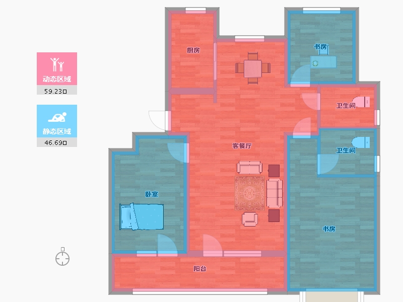 山东省-青岛市-天泰欢乐时光118m²-94.40-户型库-动静分区