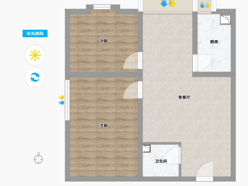 河南省-郑州市-星光汇79m²-63.20-户型库-采光通风