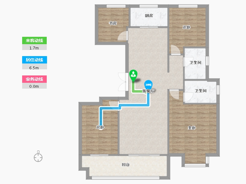 河南省-郑州市-旭辉有园134m²-107.20-户型库-动静线