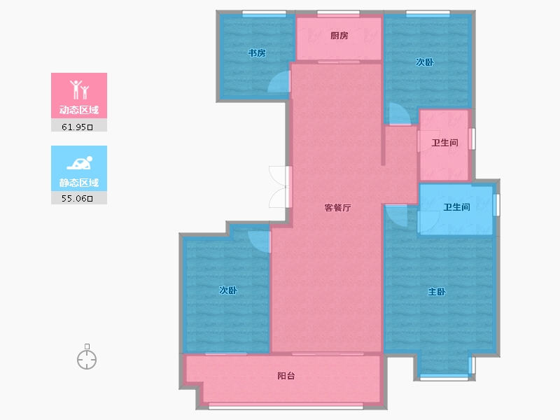 河南省-郑州市-旭辉有园134m²-107.20-户型库-动静分区