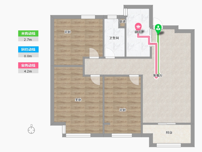 河南省-郑州市-旭辉有园2号楼,3号楼89m²-71.20-户型库-动静线