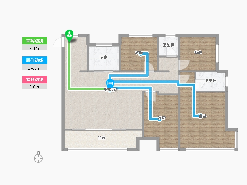 河南省-郑州市-鑫苑名城3号楼140m²-112.00-户型库-动静线