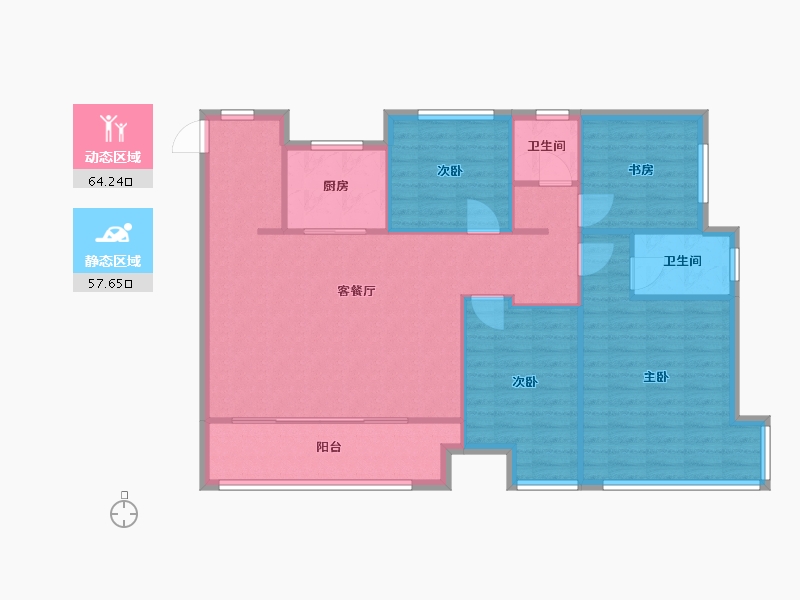 河南省-郑州市-鑫苑名城3号楼140m²-112.00-户型库-动静分区