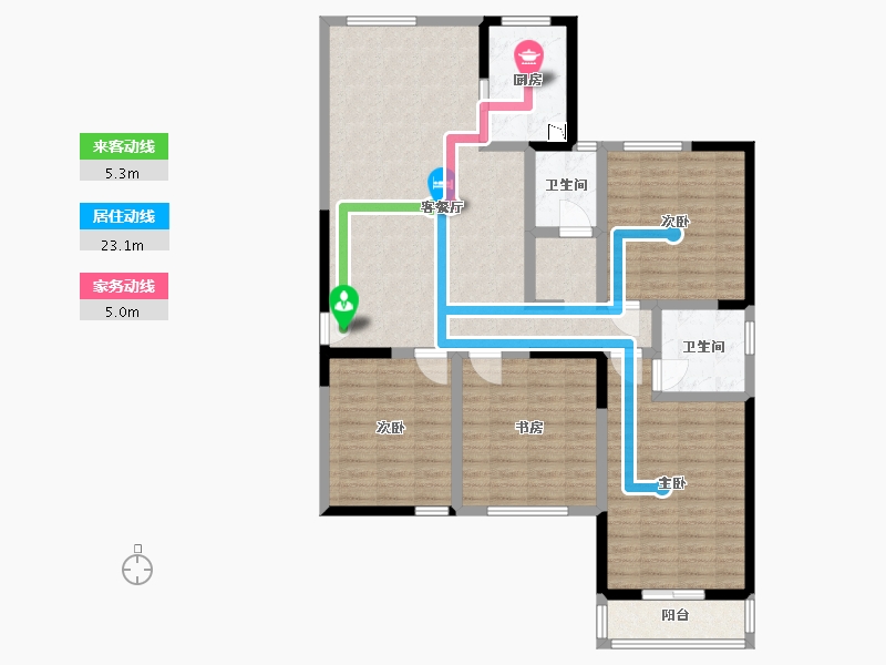 河南省-郑州市-鑫苑德润珺园150m²-120.00-户型库-动静线