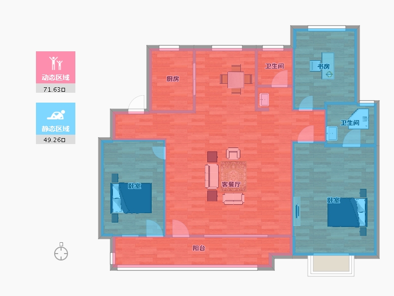 山东省-青岛市-海尔产城创御品华府熙园139m²-111.20-户型库-动静分区