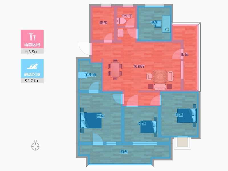 山东省-青岛市-协信天骄云麓6号楼117m²-93.59-户型库-动静分区