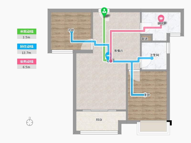 河南省-郑州市-万科大都会五期78m²-62.40-户型库-动静线