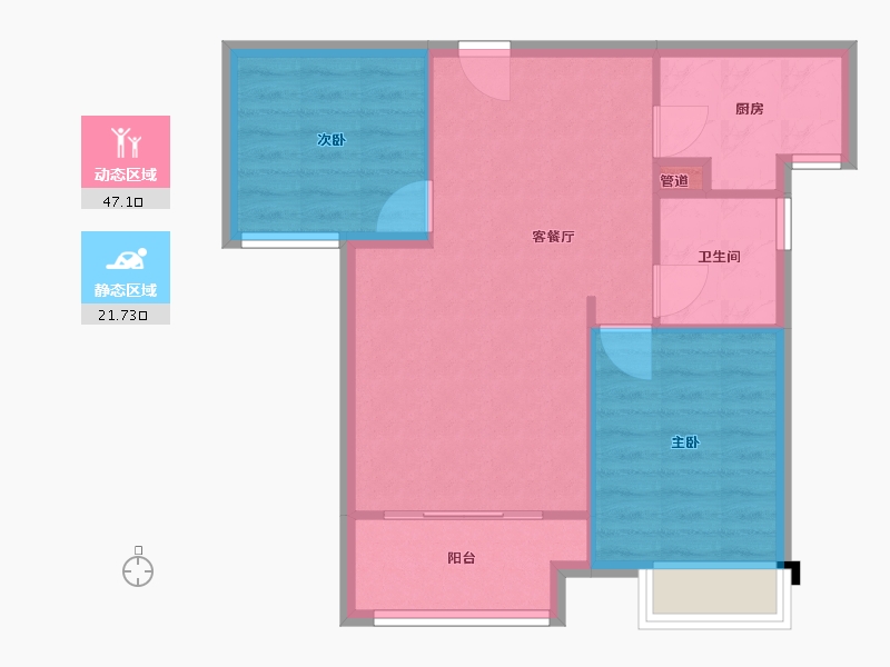 河南省-郑州市-万科大都会五期78m²-62.40-户型库-动静分区