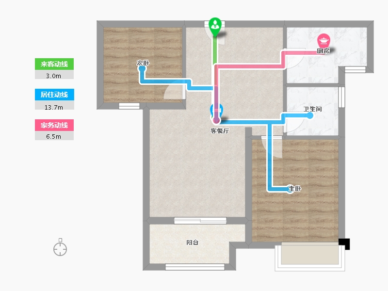 河南省-郑州市-万科大都会五期五期9号楼,五期10号楼78m²-62.41-户型库-动静线