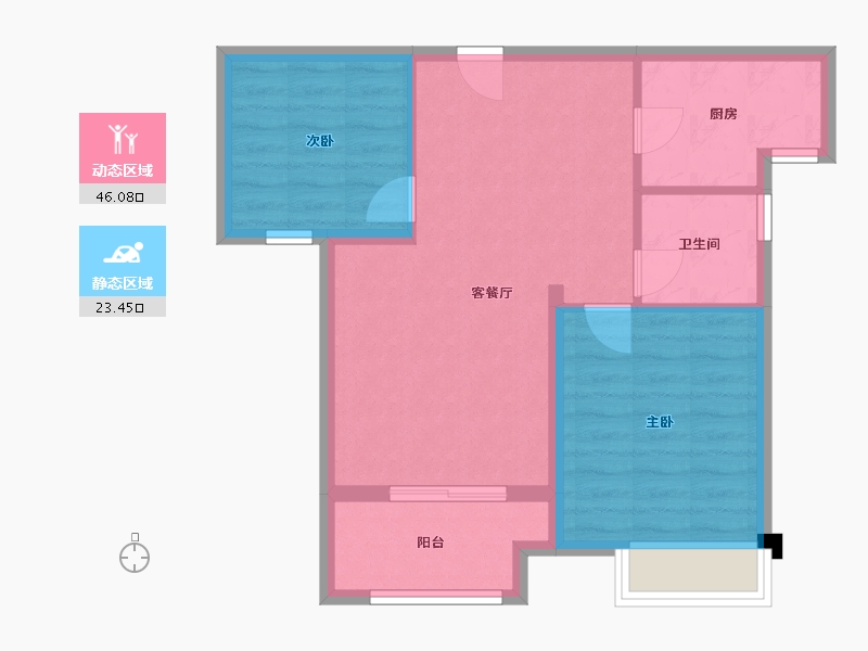 河南省-郑州市-万科大都会五期五期9号楼,五期10号楼78m²-62.41-户型库-动静分区