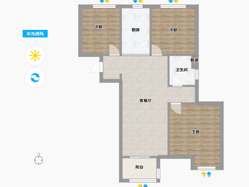 河南省-郑州市-万科大都会五期1，4，5，6号楼95m²-76.00-户型库-采光通风