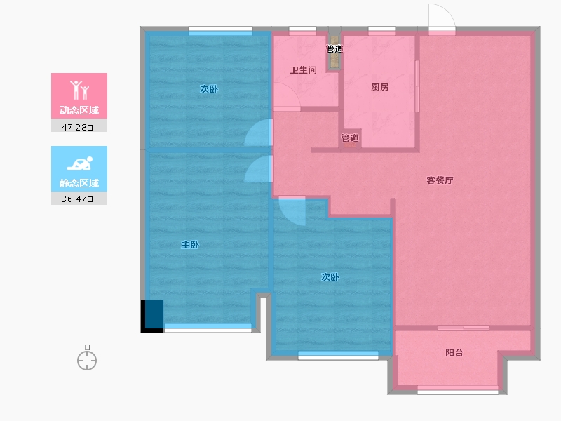 河南省-郑州市-万科大都会五期1,4,2,5,6,3号楼95m²-76.00-户型库-动静分区