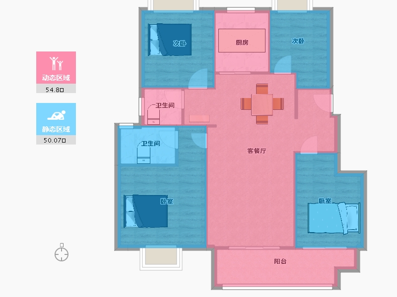 江苏省-苏州市-棠颂120㎡-95.99-户型库-动静分区