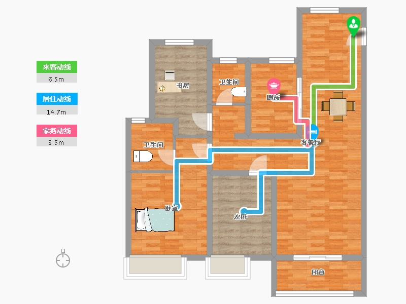 江苏省-苏州市-棠颂1,4,7,10栋115㎡-92.34-户型库-动静线