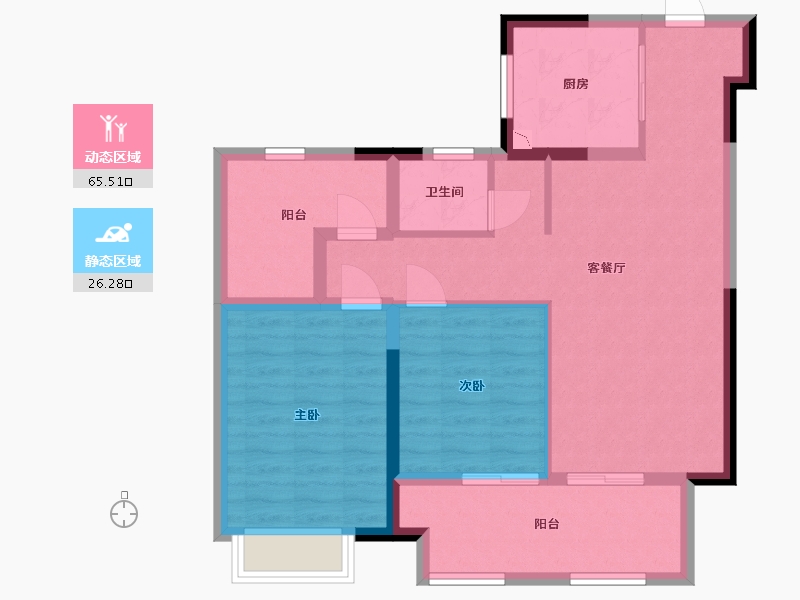 江苏省-苏州市-新城伟业悦隽平澜府34,38栋102㎡-81.80-户型库-动静分区