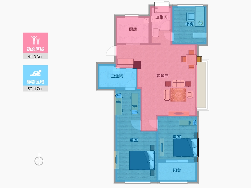 江苏省-苏州市-翡翠公园11栋108㎡-86.74-户型库-动静分区