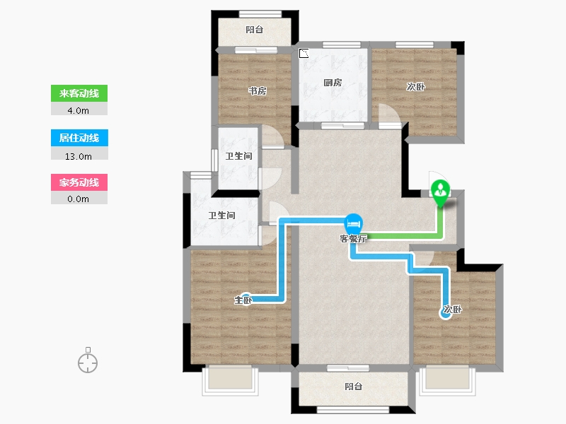 江苏省-苏州市-望月湾雅舍1,4,7栋127㎡-101.87-户型库-动静线