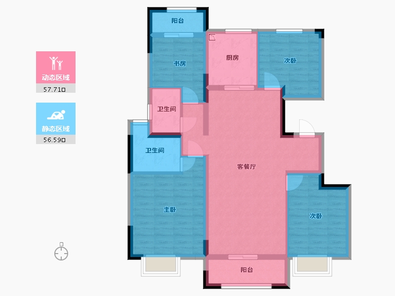 江苏省-苏州市-望月湾雅舍1,4,7栋127㎡-101.87-户型库-动静分区