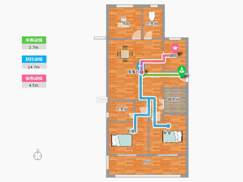 江苏省-苏州市-姑苏金茂悦1,7,9栋119m²-95.00-户型库-动静线