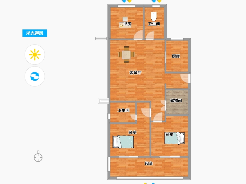 江苏省-苏州市-姑苏金茂悦1,7,9栋119m²-95.00-户型库-采光通风