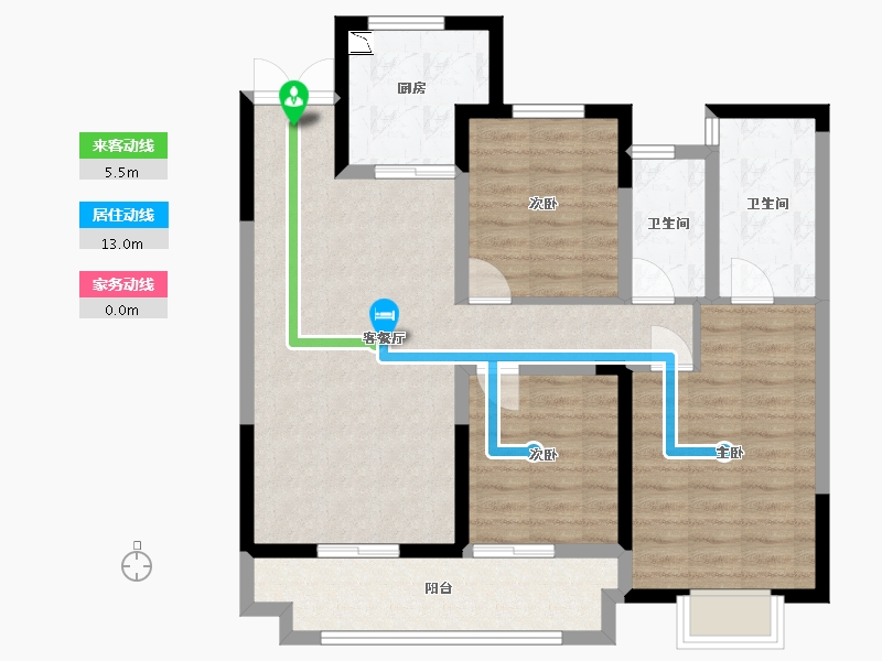 江苏省-苏州市-绿地太湖朗峯6-2,6-1,3,6栋A114m²-90.80-户型库-动静线