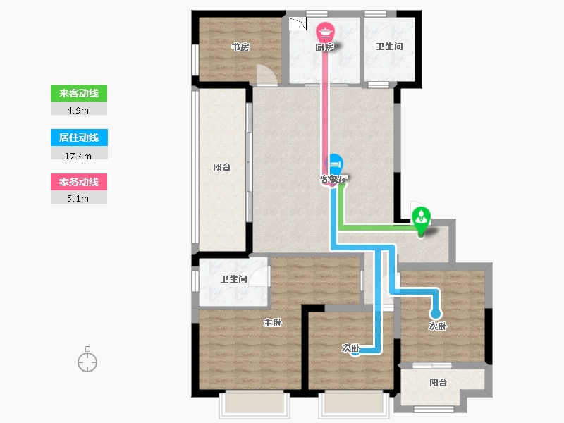 江苏省-苏州市-绿地太湖朗峯6-2,6-1,6栋F147m²-116.70-户型库-动静线