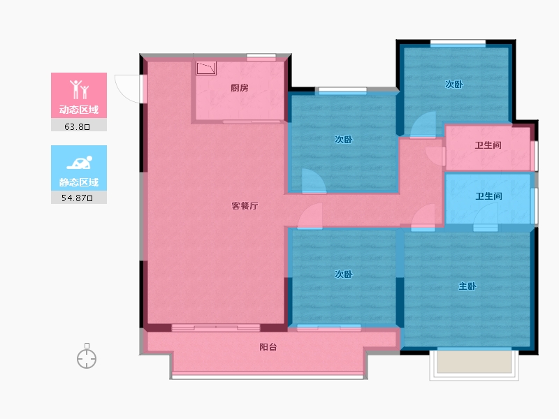 江苏省-苏州市-绿地太湖朗峯户型10栋D134m²-106.77-户型库-动静分区