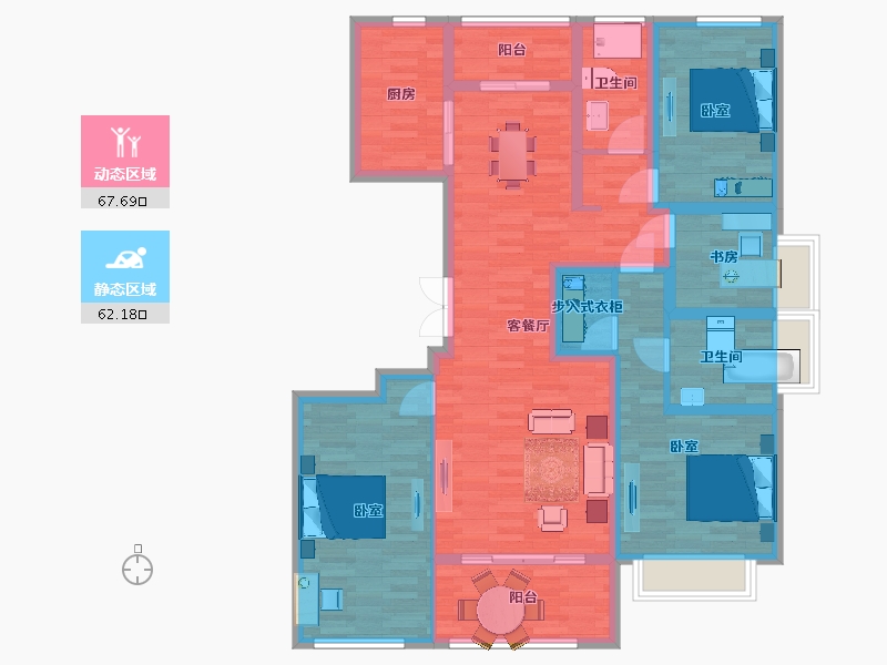 江苏省-苏州市-颐和湾花园3幢143㎡-115.32-户型库-动静分区