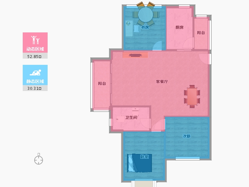 江苏省-苏州市-华丽家族太湖汇景20幢95m²-75.93-户型库-动静分区