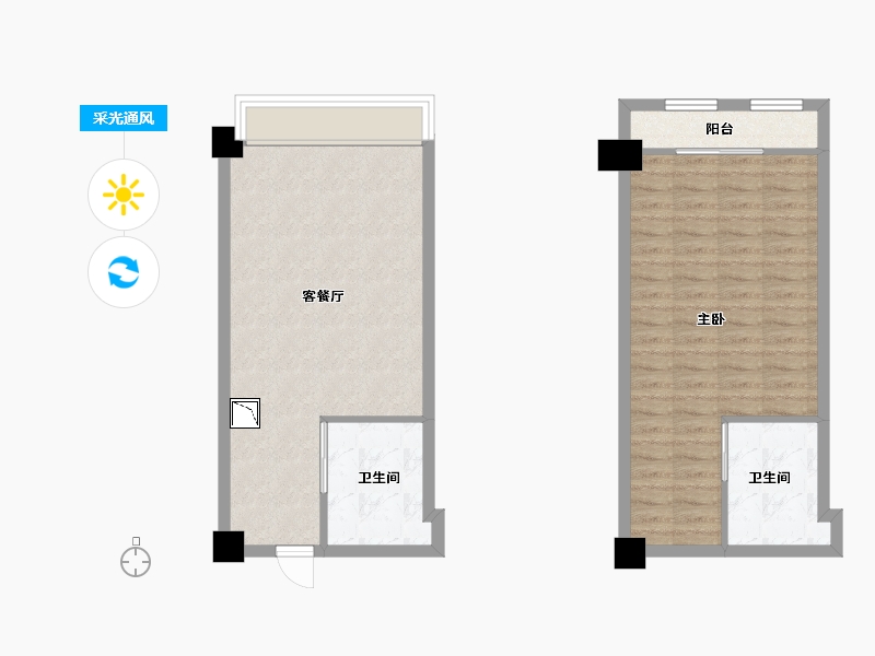 江苏省-苏州市-宝韵铂宫2-H户型91m²-73.04-户型库-采光通风