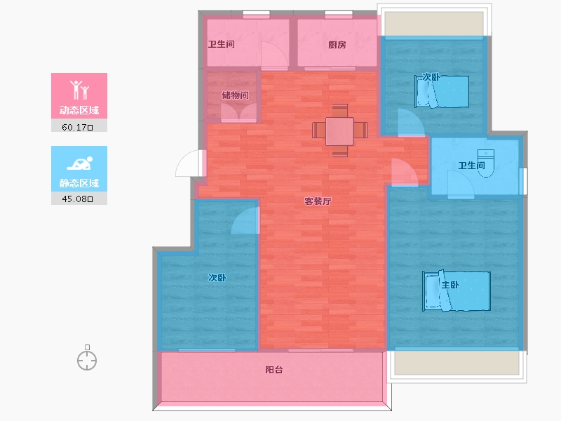 江苏省-苏州市-姑苏樾5号楼120㎡-96.00-户型库-动静分区