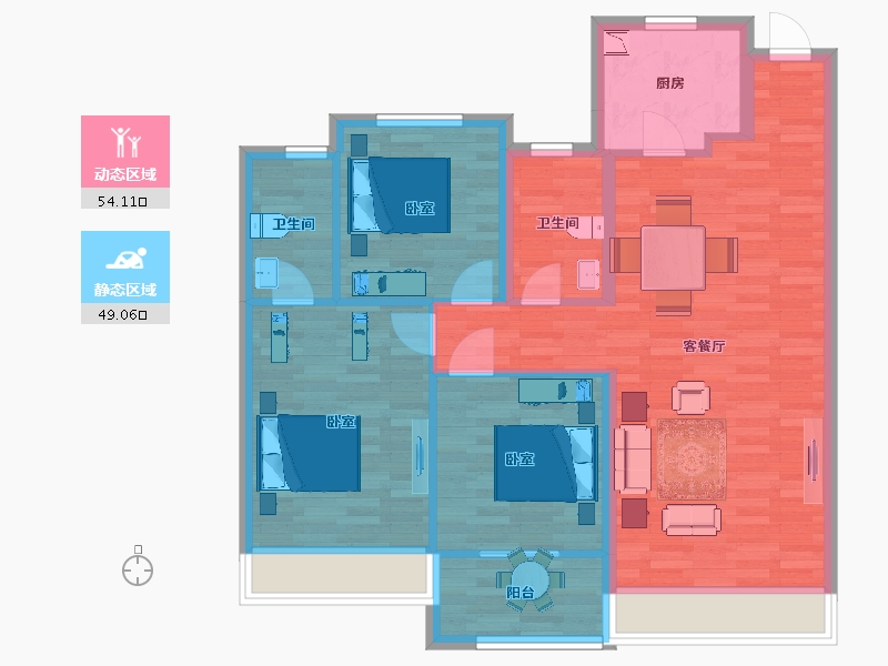 江苏省-苏州市-中骏天荟天承户型7,12栋116m²-93.05-户型库-动静分区