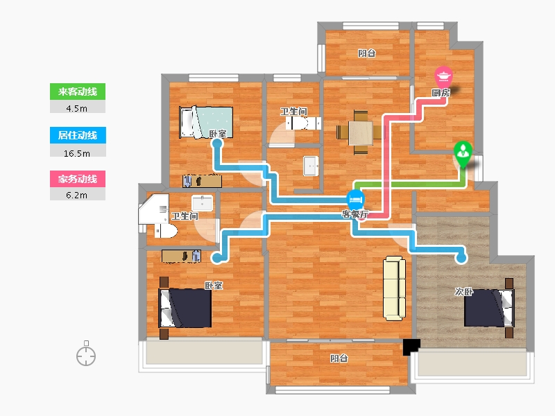 江苏省-苏州市-姑苏樾自怡悦户型115㎡-92.01-户型库-动静线