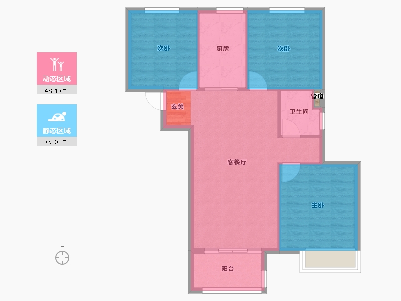 河南省-郑州市-万科城湖心岛七期1号楼,七期2号楼,七期3号楼,七期5号楼,七期6号楼,七期7-76.00-户型库-动静分区