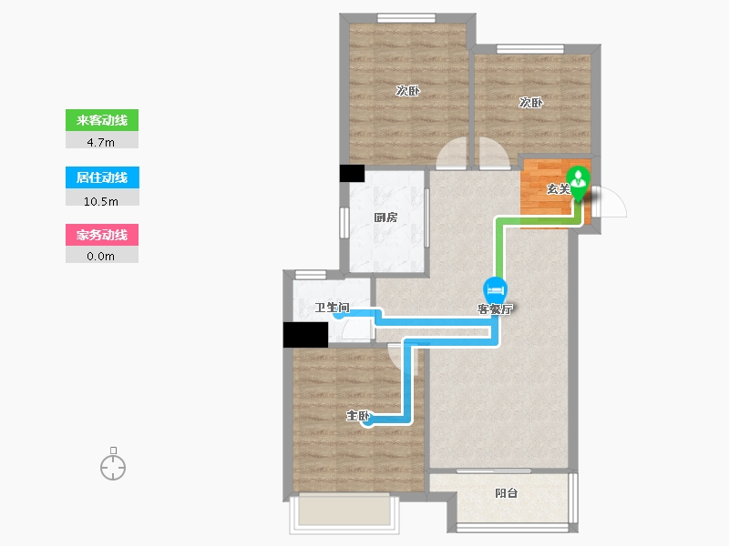 河南省-郑州市-万科城湖心岛七期1号楼,七期16号楼,七期20号楼95m²-76.00-户型库-动静线