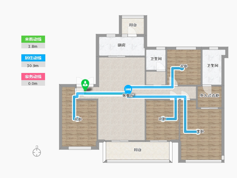 四川省-成都市-旭辉金科棠府3号楼4号楼5号楼6号楼1号楼2号楼建面143m2-119.85-户型库-动静线