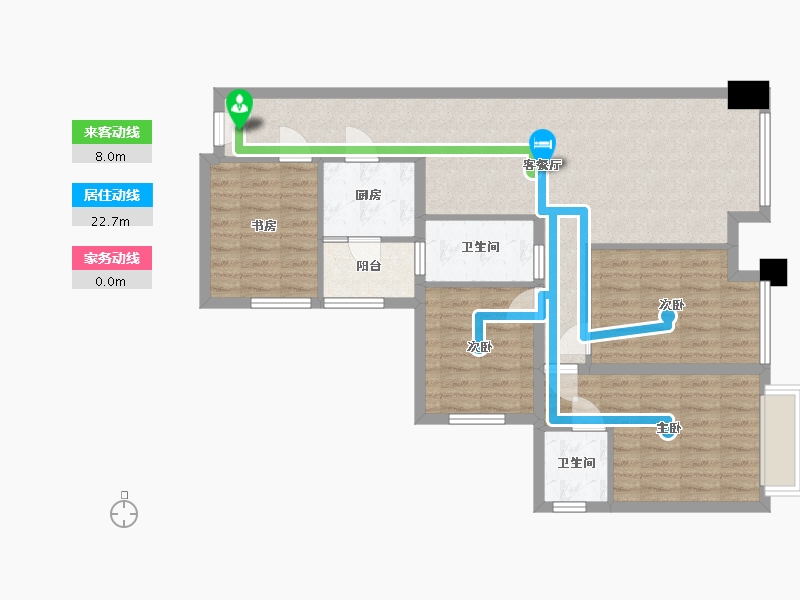 四川省-成都市-中铁骑士府邸建面90m2-88.94-户型库-动静线