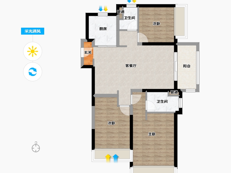 河南省-郑州市-东原阅城6号楼117m²-82.27-户型库-采光通风