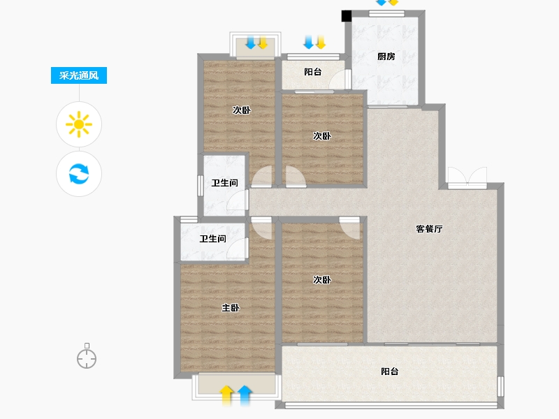 四川省-成都市-万和嘉苑5栋175m²-136.97-户型库-采光通风