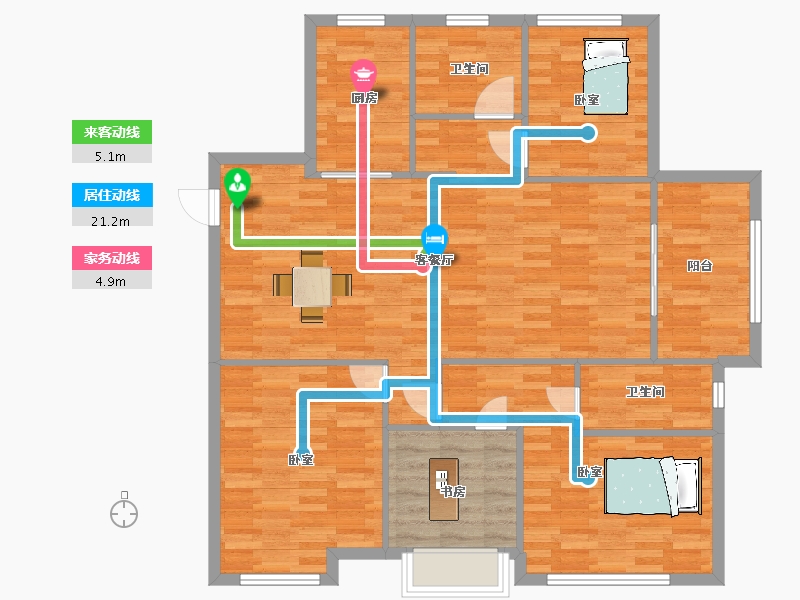 江苏省-苏州市-新希望锦麟府10,12,7栋142㎡-113.99-户型库-动静线