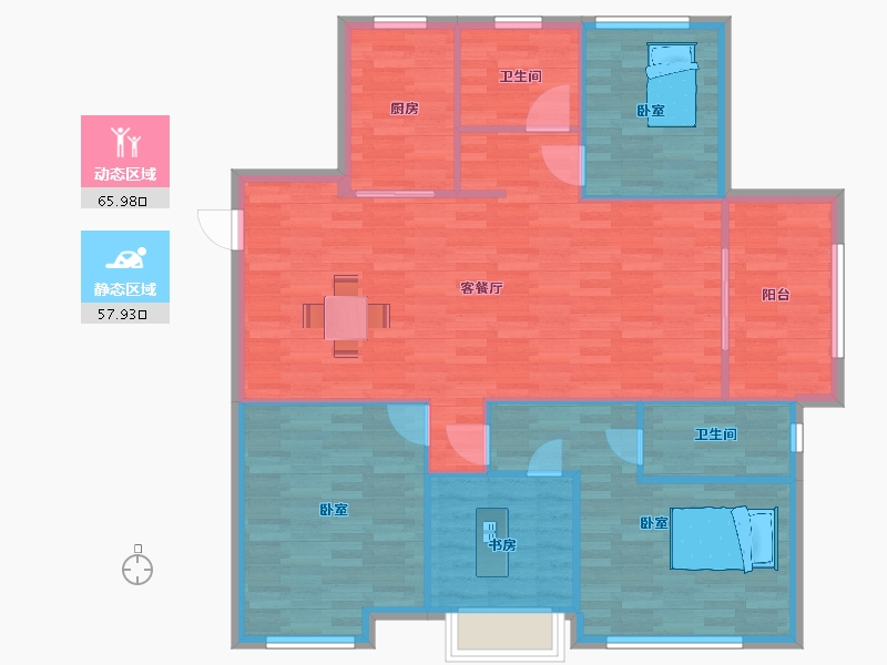 江苏省-苏州市-新希望锦麟府10,12,7栋142㎡-113.99-户型库-动静分区