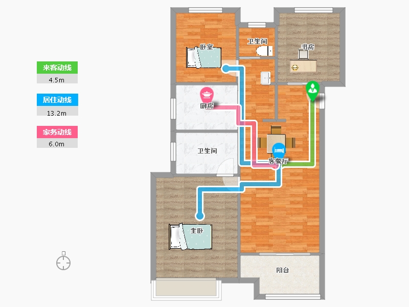 江苏省-苏州市-新希望锦麟府13,13C,13A栋115㎡-92.00-户型库-动静线