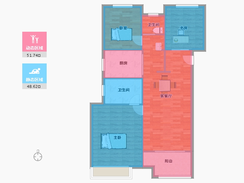 江苏省-苏州市-新希望锦麟府13,13C,13A栋115㎡-92.00-户型库-动静分区