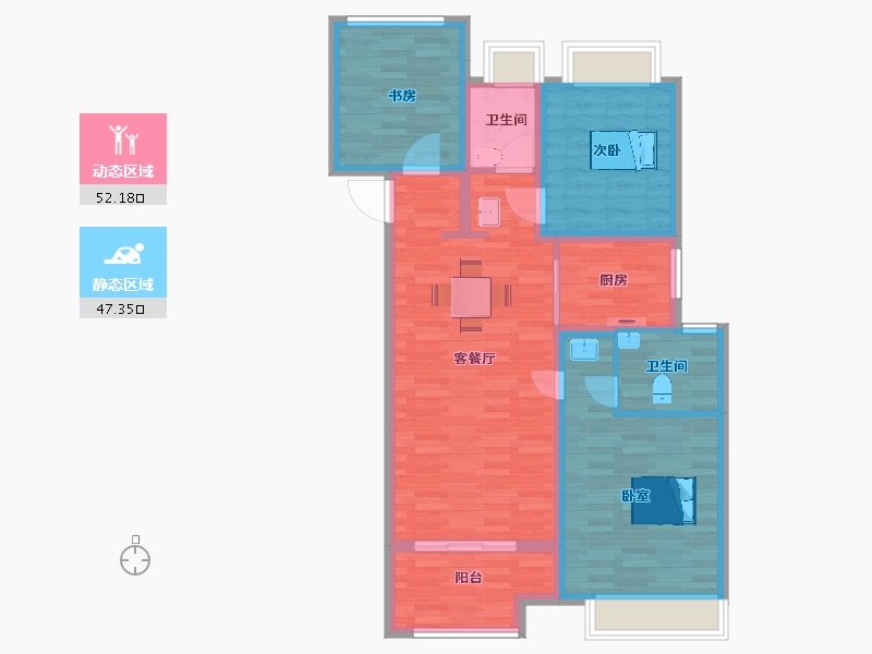 江苏省-苏州市-新希望锦麟府13,13C,13A栋111㎡-89.00-户型库-动静分区