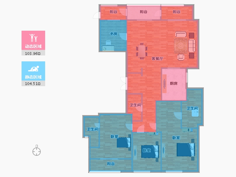 江苏省-苏州市-苏州湾景苑苏州湾壹号-高层20栋A户型241m²-193.43-户型库-动静分区