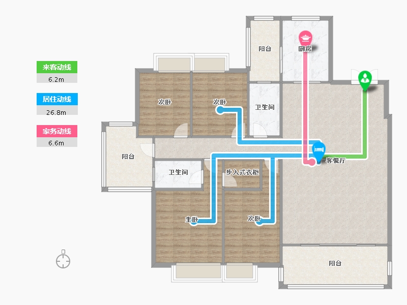 四川省-成都市-万和嘉苑5栋198m²-163.69-户型库-动静线